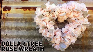 DIY Dollar Tree Rose Covered Heart Wreath for Valentine's Day - Bridal -- Wedding