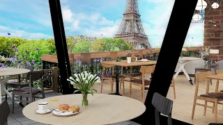 Paris Outdoor Coffee Shop Ambience - Positive Morning Jazz Music in Paris, France