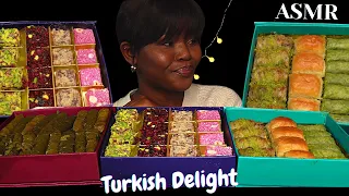 ASMR BAKLAVA, DOLMA,TURKISH DELIGHT MUKBANG |Gourmeturca.com Unboxing & Eating Sounds| Vikky ASMR