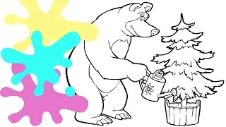 Masha and The Bear Cartoon Coloring Page Раскраска Мультик Маша и Медведь для детей (Masa i Medved)