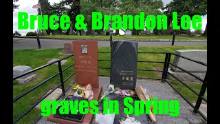 Bruce Lee and Brandon Lee - Springtime visit to their graves, Lakeview Cemetery, Seattle, Washington