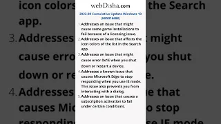 2022-08 Cumulative Update for Windows 10 Version 21H2 for x64-based Systems (KB5016688) #shorts