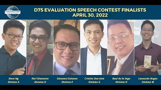 District 75 Evaluation Speech Contest Finals 2022