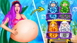 Astuces de grossesse pour sirène🤰Bébés à 4 éléments de la naissance à la mort ! Astuces pour sirène