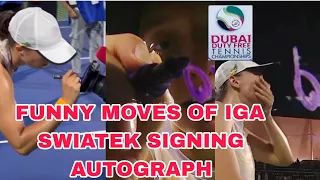 FUNNY TIME OF IGA SWIATEK SIGNING AUTOGRAPH TO A CAMERA MAN LEN's in DUBAI TENNIS COURT🤣🎾