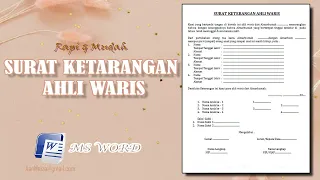 CONTOH SURAT KETERANGAN AHLI WARIS || CARA MEMBUAT SURAT KETERANGAN AHLI WARIS