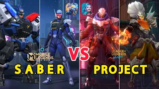 S.A.B.E.R SQUAD VS PROJET SQUAD SKIN EFFECT COMPARISON - MLBB VS LOL Wild Rift