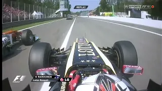 Kimi Raikkonen onboard overtake on Nico Hulkenberg Italian GP 2012