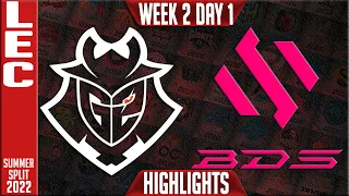 G2 vs BDS Highlights | LEC Summer 2022 W2D1 | G2 Esports vs Team BDS