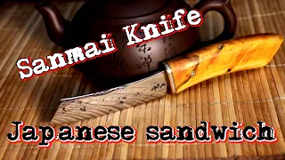 How to make a japanese knife sanmai from stainless bolt and file.