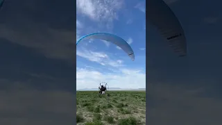 Paramotor trike launch through tall bushes