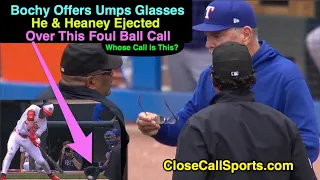 E58-9 - Bruce Bochy & Andrew Heaney Tossed After Erich Bacchus Overrules Laz Diaz's Foul Tip Call