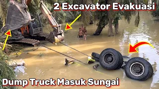 2. Excavator Evacuating Dump Truck Entering River