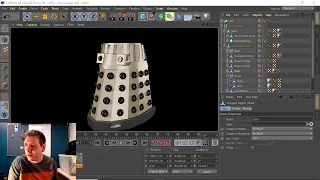 Modelling a Gold 'Day of the Daleks' Dalek in Cinema 4D in real time (continued...)