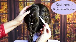 ASMR ~ REAL PERSON ~ Perfectionist Hair Styling | Clothing Adjustments | Scalp Massage (Whispered)