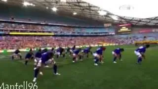 All the Pacific Islanders War Dances before Rugby Games