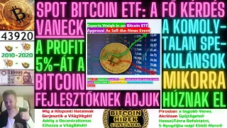 Bitcoin Hírek (1934) - SPOT Bitcoin ETF: A Fő Kérdés = A Komolytalan Spekulánsok Mikorra Húznak El🤔