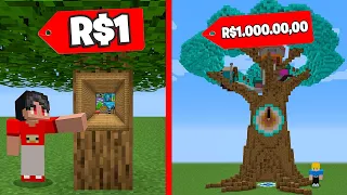 CASA na ÁRVORE de R$1,00 vs CASA na ÁRVORE R$1.000.000,00 no Minecraft!