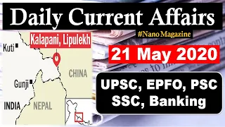 21 May Daily Current Affairs 2020 | The Hindu | PIB News in Hindi By Veer | Nano Magazine | SLV