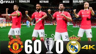 FIFA 23 - MESSI, RONALDO, MBAPPE, NEYMAR, ALL STARS | MAN UTD 60-0 REAL MADRID | UCL FINAL [4K]