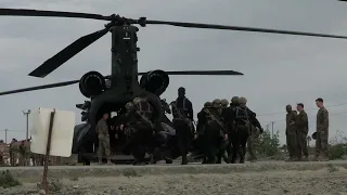 U.S. Marines helocast from Army MH-47 Chinook during Steel Knight 23