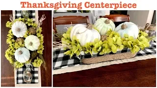 DOLLAR TREE DIY FARMHOUSE THANKSGIVING CENTERPIECE  |Buffalo Check Rope Basket Tray| Colla