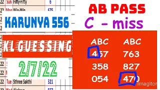 2/7/22 Kerala lottery guessing || karunya 556  || kl lottery three numbers guessing