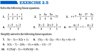 Ch 2 Linear Equation In One Variable || Exercise 2.5 || Class 8 Maths || RBSE CBSE NCERT