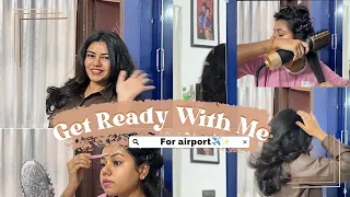GRWM for airport✈️✨ | Hair, no makeup look & styling🎀 | Get ready with me for 10 hrs flight journey