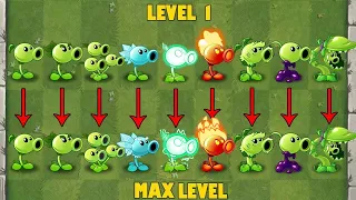 PvZ 2 Discovery - Every PEASHOOTER Level 1 vs Max Level