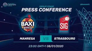 BAXI Manresa v SIG Strasbourg - Press Conference - Basketball Champions League 2019-20