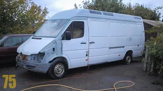 Trying to spray a lwb Mercedes van outdoors