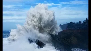 Huge Wave Explosions! Shore Acres Storm Watching Oregon Coast
