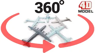 360 degree video - 4D Puzzle Model 1/240 Plane Series in detail!