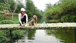 Ut's Farm: Build a bamboo bridge across the stream. Single life - Building farm (Ep18)