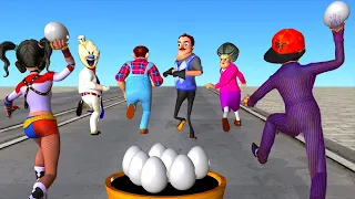 Scary Teacher 3D - NickJoker and Tani Harley Quinn Troll Miss T vs 3 Neighbor with Who Faster Games