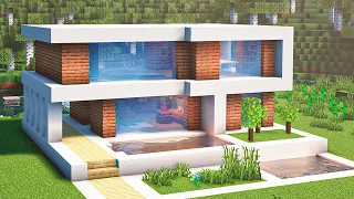 Как Построить Красивый Дом в Майнкрафте 2 Этажа + Оформление