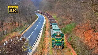 Late autumn in the Homolje mountains - Several heavy freight trains in Eastern Serbia [4K]