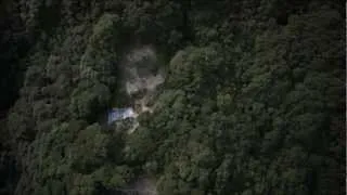 長崎県対馬市の金田城の空撮ビデオ　1300年前の古代遺構