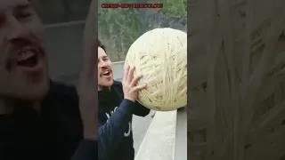 WORLD RECORD bounce II giant rubber band ball 165m drop
