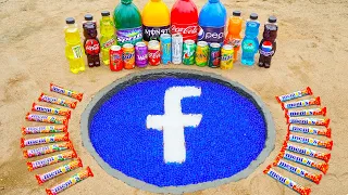 Experiment : How To Make LOGO FACEBOOK in Underground Hole vs Orbeez, Coca Cola, Fanta and Mentos