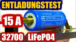 Akku Entladungstest beim 15A Strom Last Lifepo4 32700 Liitokala für Stromspeicher Solaranlage