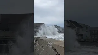 Big Waves Crashing on Sea Wall