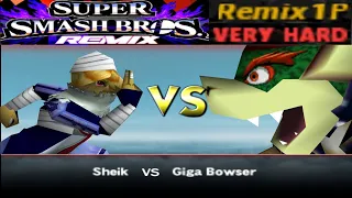 Smash Remix HD Textures Gameplay - Remix 1p Mode Sheik (Very Hard)