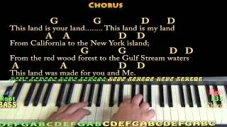 This Land Is Your Land (Woody Guthrie) Piano Cover Lesson in D with Chords/Lyrics