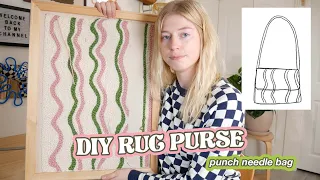 DIY RUG PURSE // super easy wavy punch needle bag DIY