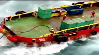 AHTS Vessel on Cargo Operation in Rough Sea