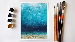 Watercolor Underwater Scene / Ocean Painting / #62