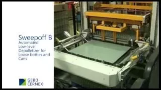 Automated low-level depalletizer for loose bottles and cans: Sweepoff B