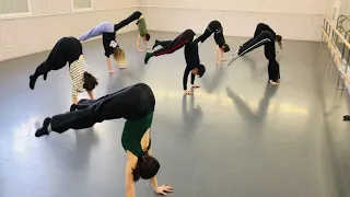 Contemporary dance. floor work. Warm up.